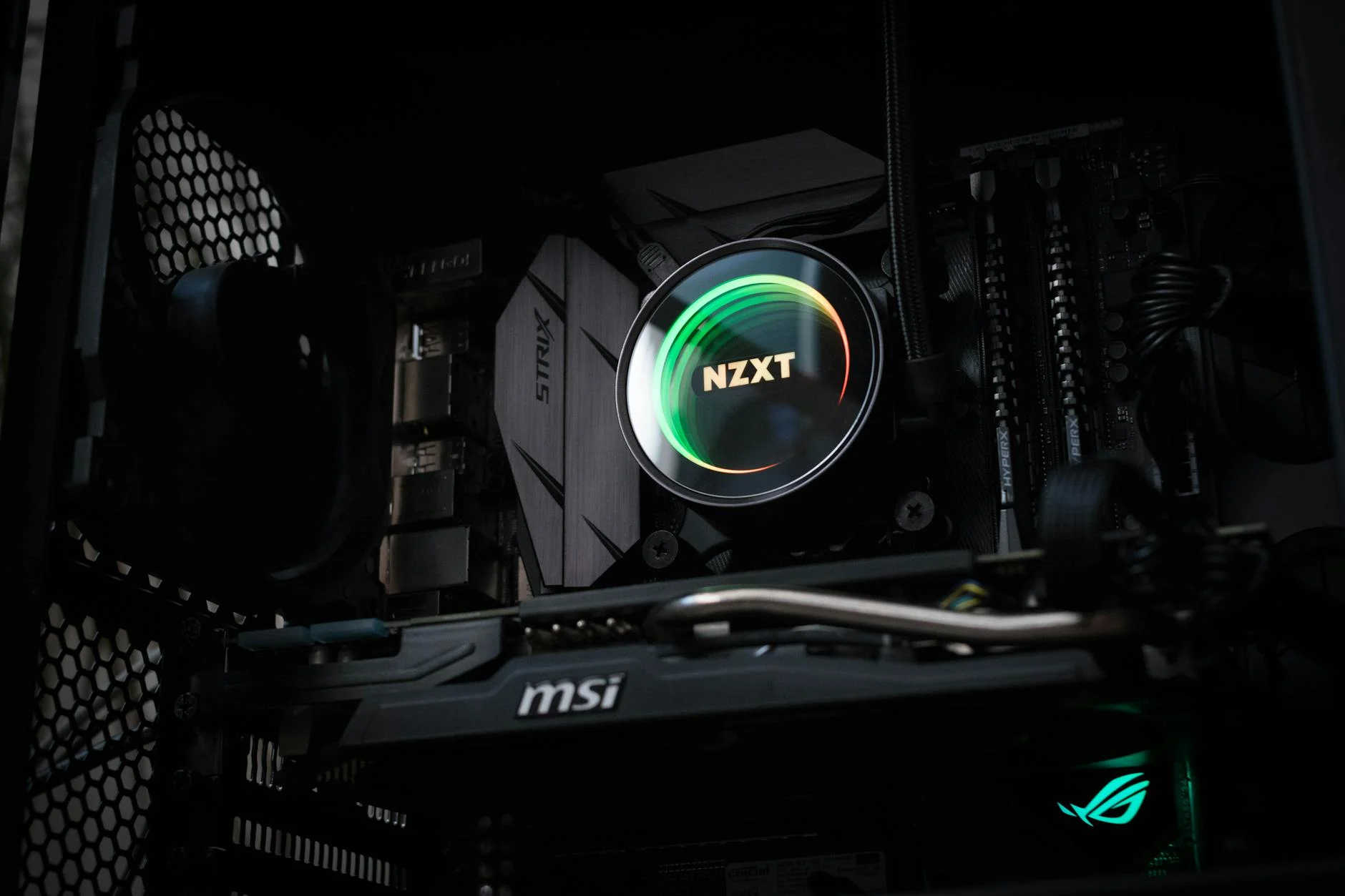 black msi nzxt computer system unit